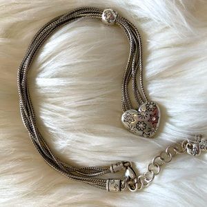 Brighton Chunky Heart Etched flower Design Necklace